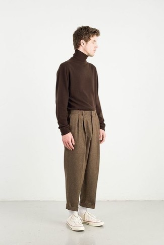 Pantalon chino en laine marron Solid Homme