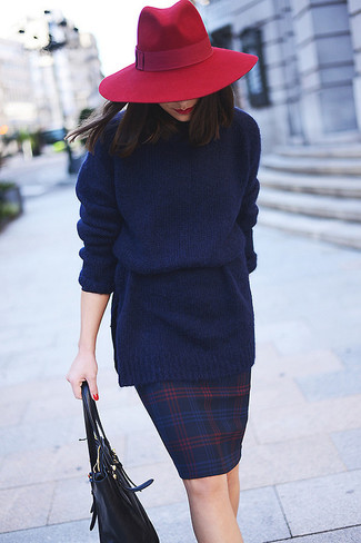 Chapeau en laine rouge Saint Laurent