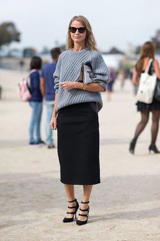 Jupe mi-longue noire Christian Dior