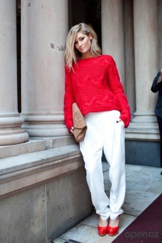 Comment porter un pull torsadé rouge