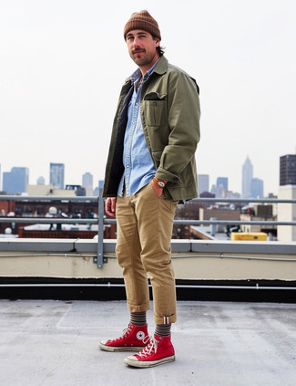 Comment porter des baskets montantes en toile rouges