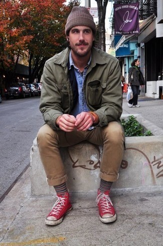 Comment porter des baskets montantes en toile rouges