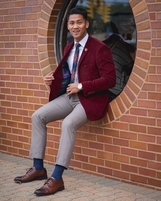 Comment porter un blazer en velours côtelé rouge