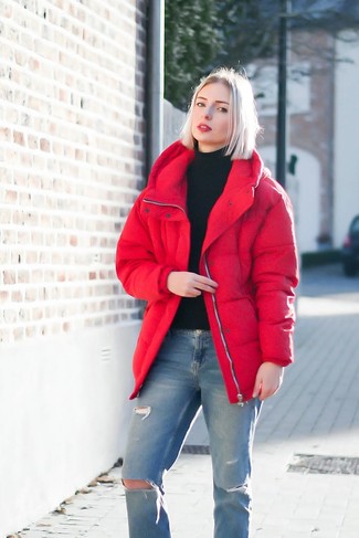 Comment porter une doudoune rouge