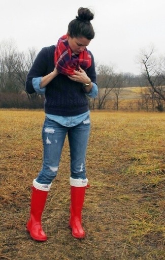 Comment porter des bottes de pluie rouges
