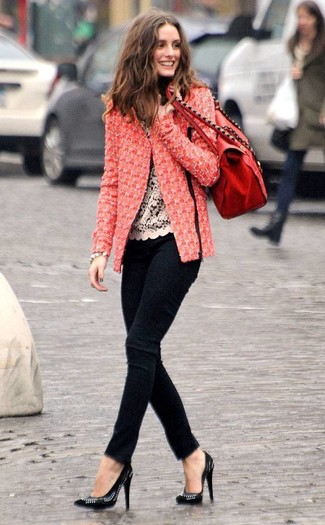 Comment porter une veste en tweed rouge