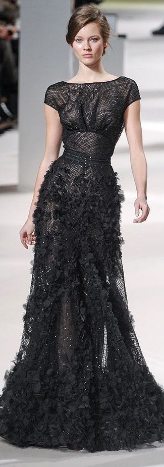 Robe de soirée à volants noire Givenchy