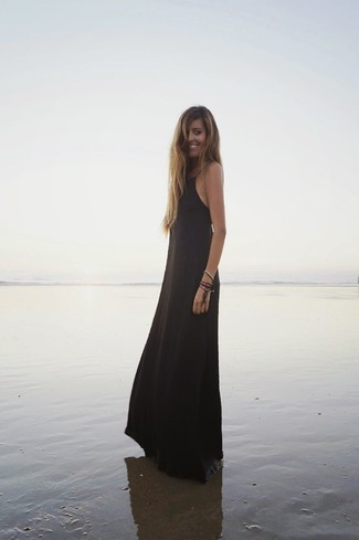 Robe longue noire Tori Praver Swimwear