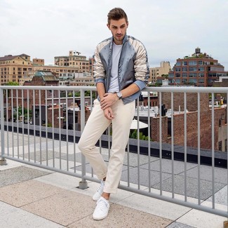Comment porter un blouson aviateur en satin quand il fait chaud