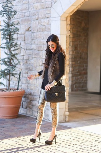 Comment porter un pantalon pailleté en automne