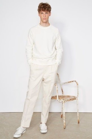 Sweat-shirt blanc Feng Chen Wang