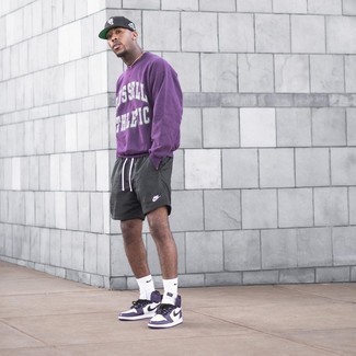 Baskets montantes en cuir violettes Nike