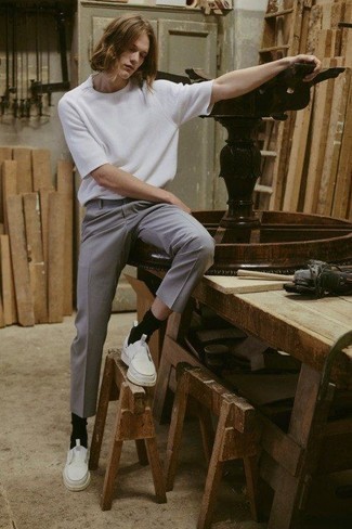 Baskets à enfiler en cuir blanches Calvin Klein