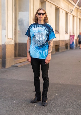 T-shirt à col rond imprimé tie-dye bleu marine Zadig & Voltaire