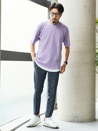 T-shirt à col rond violet clair Ballantyne