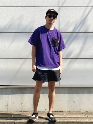 T-shirt à col rond violet Àlg
