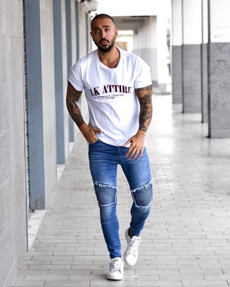 T-shirt à col rond imprimé blanc Adidas Skateboarding