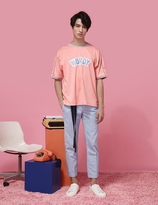 T-shirt à col rond imprimé rose C.P. Company