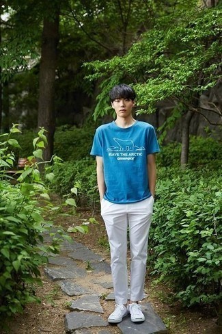 T-shirt à col rond imprimé turquoise Bonsai