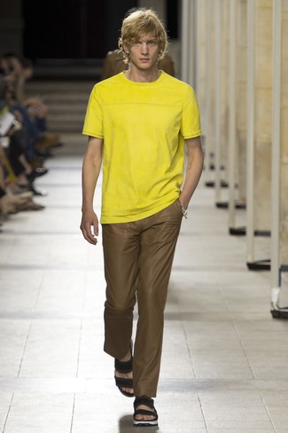 T-shirt à col rond jaune Marcelo Burlon County of Milan