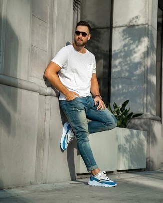 Chaussures de sport blanc et bleu Valentino
