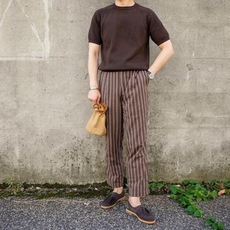 Pantalon chino à rayures verticales marron Jacquemus