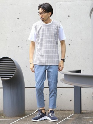T-shirt à col rond à carreaux gris ASOS DESIGN