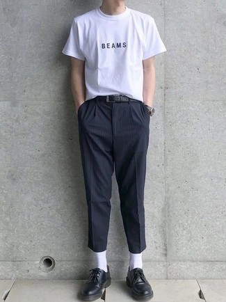 Pantalon chino à rayures verticales noir ASOS Edition