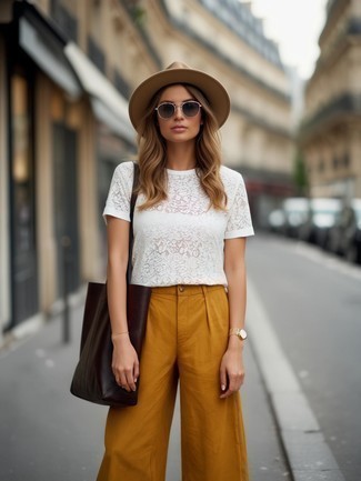 Sac fourre-tout en cuir imprimé tabac MCM