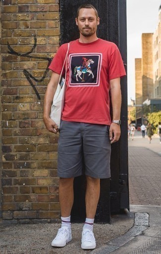 T-shirt à col rond imprimé rouge CK Calvin Klein