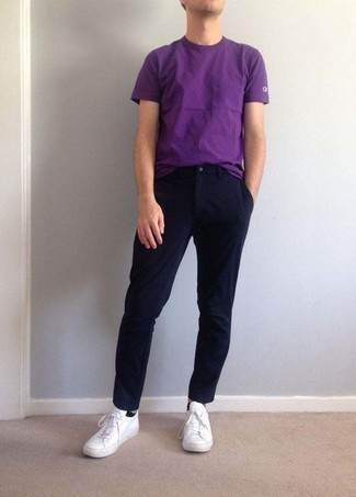 T-shirt à col rond violet Jil Sander
