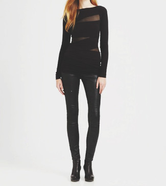 Jean skinny en cuir noir Saint Laurent