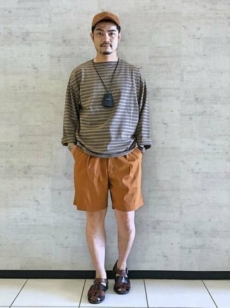 T-shirt à manche longue à rayures horizontales gris foncé Junya Watanabe MAN