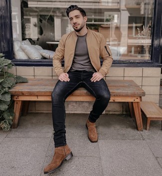 Comment porter un blouson aviateur marron clair