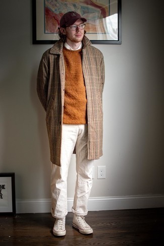 Comment porter un manteau en pied-de-poule marron clair