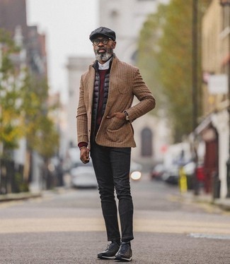Comment porter un blazer en laine en pied-de-poule marron clair