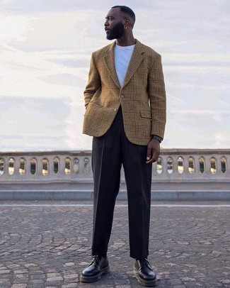 Comment porter un blazer en laine en pied-de-poule marron clair