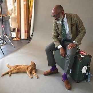 Comment porter un blazer en laine en pied-de-poule marron clair