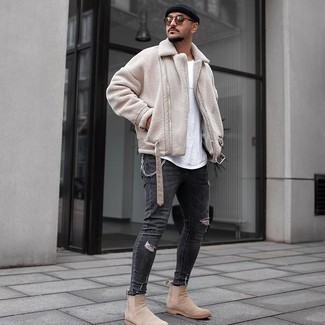 Comment porter une veste marron clair pour un style decontractés quand il fait froid à 20 ans
