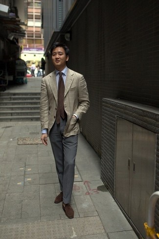Comment porter une veste écossaise marron clair