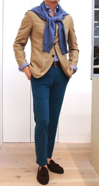 Comment porter un pantalon chino bleu canard