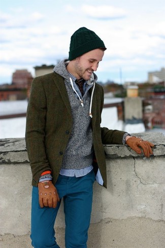 Comment porter un pantalon chino bleu canard