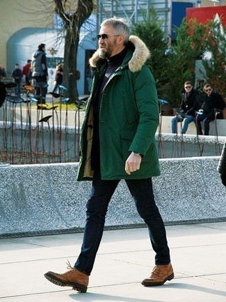 Comment porter une parka bleu canard en hiver