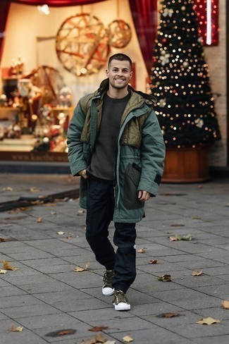 Comment porter une parka bleu canard en automne