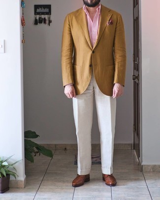 Un blazer à porter avec des chaussures brogues tabac