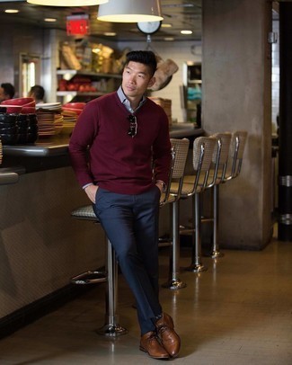 Une chemise de ville à porter avec des chaussures derby tabac au printemps