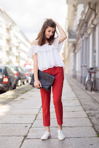 Pantalon slim rouge MSGM