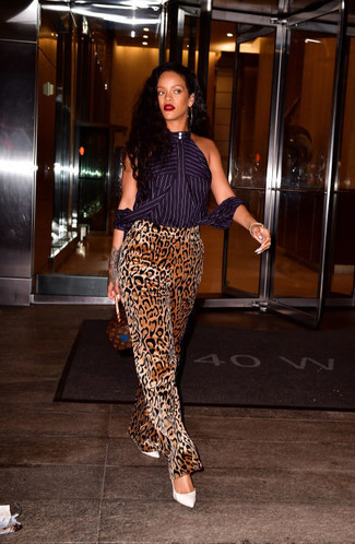 Pantalon large imprimé léopard marron clair Soaked in Luxury