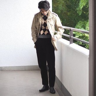 Pantalon chino en velours côtelé noir Satta