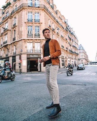 Comment porter un pull à col roulé avec un blouson aviateur